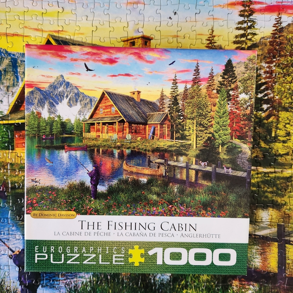 EUROGRAPHICS 1,000-PIECE JIGSAW PUZZLE THE FISHING CABIN COMPLETE